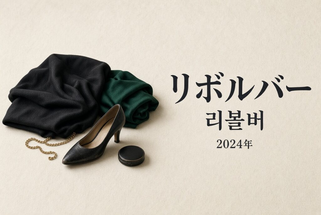アイキャッチ：静物の生成画像（Created with Grok）。黒い布、ピンヒール、緑の布、コンパクトはハ・スヨンの役の印象。人物なし。